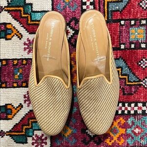 Stubbs & Wootton Tan Woven Mules